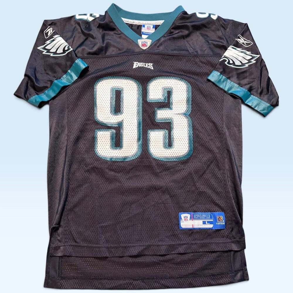 Philadelphia Eagles Jersey Youth Large Black NFL Football Jevon Kearse 93 Reebok